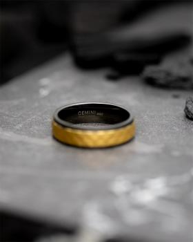 Preview: 6 mm Titanring mit schwarzem und goldenem Finish - Duplus Black Gold